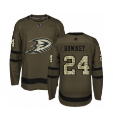 Men's Adidas Anaheim Ducks #24 Carter Rowney Authentic Green Salute to Service NHL Jersey