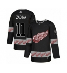 Men's Adidas Detroit Red Wings #11 Filip Zadina Authentic Black Team Logo Fashion NHL Jersey