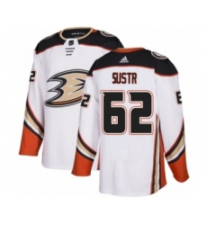 Men's Adidas Anaheim Ducks #62 Andrej Sustr Authentic White Away NHL Jersey
