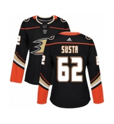 Women's Adidas Anaheim Ducks #62 Andrej Sustr Premier Black Home NHL Jersey