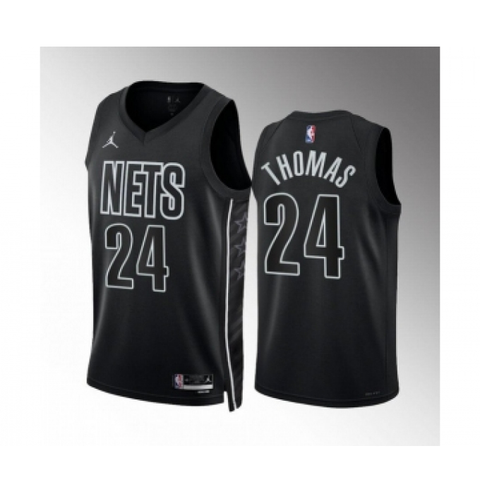 Men's Brooklyn Nets #24 Cam Thomas 2022-23 Black Statement Edition Stitched Basketball Jersey