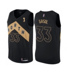 Youth Toronto Raptors #33 Marc Gasol Swingman Black 2019 Basketball Finals Champions Jersey - City Edition