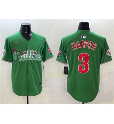 Men's Philadelphia Phillies #3 Bryce Harper Green Phanatic Limited Stitched Jersey