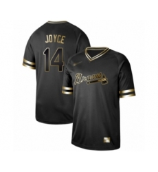 Men's Atlanta Braves #14 Matt Joyce Authentic Black Gold Fashion Baseball Jersey