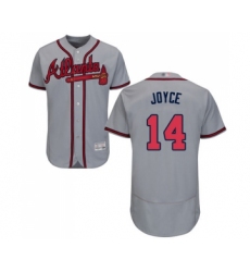 Men's Atlanta Braves #14 Matt Joyce Grey Road Flex Base Authentic Collection Baseball Jersey