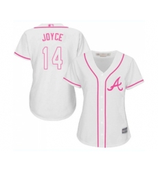 Women's Atlanta Braves #14 Matt Joyce Replica White Fashion Cool Base Baseball Jersey