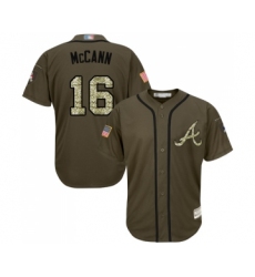 Youth Atlanta Braves #16 Brian McCann Authentic Green Salute to Service Baseball Jersey