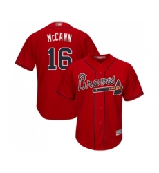 Youth Atlanta Braves #16 Brian McCann Replica Red Alternate Cool Base Baseball Jersey