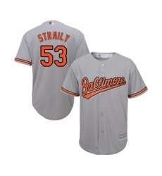 Men's Baltimore Orioles #53 Dan Straily Replica Grey Road Cool Base Baseball Jersey