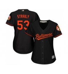 Women's Baltimore Orioles #53 Dan Straily Replica Black Alternate Cool Base Baseball Jersey