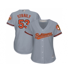 Women's Baltimore Orioles #53 Dan Straily Replica Grey Road Cool Base Baseball Jersey