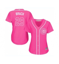 Women's Chicago Cubs #29 Brad Brach Authentic Pink Fashion Baseball Jersey