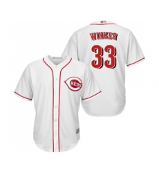 Men's Cincinnati Reds #33 Jesse Winker Replica White Home Cool Base Baseball Jersey
