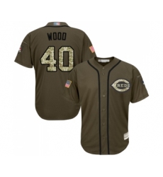 Youth Cincinnati Reds #40 Alex Wood Authentic Green Salute to Service Baseball Jersey