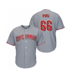 Men's Cincinnati Reds #66 Yasiel Puig Replica Grey Road Cool Base Baseball Jersey