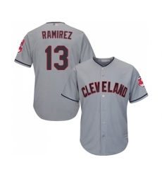 Men's Cleveland Indians #13 Hanley Ramirez Replica Grey Road Cool Base Baseball Jersey