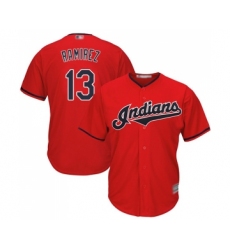 Men's Cleveland Indians #13 Hanley Ramirez Replica Scarlet Alternate 2 Cool Base Baseball Jersey