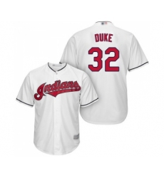 Men's Cleveland Indians #32 Zach Duke Replica White Home Cool Base Baseball Jersey