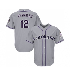 Men's Colorado Rockies #12 Mark Reynolds Replica Grey Road Cool Base Baseball Jersey
