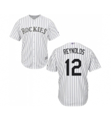 Men's Colorado Rockies #12 Mark Reynolds Replica White Home Cool Base Baseball Jersey