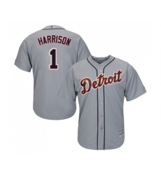 Men's Detroit Tigers #1 Josh Harrison Replica Grey Road Cool Base Baseball Jersey