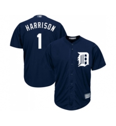 Men's Detroit Tigers #1 Josh Harrison Replica Navy Blue Alternate Cool Base Baseball Jersey