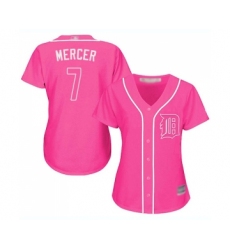 Women's Detroit Tigers #7 Jordy Mercer Replica Pink Fashion Cool Base Baseball Jersey
