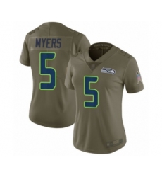 Women's Seattle Seahawks #5 Jason Myers Limited Olive 2017 Salute to Service Football Jersey