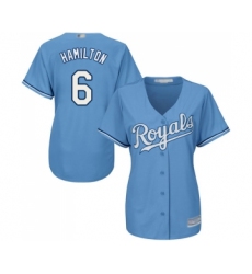 Women's Kansas City Royals #6 Billy Hamilton Replica Light Blue Alternate 1 Cool Base Baseball Jersey