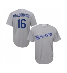 Men's Kansas City Royals #16 Martin Maldonado Replica Grey Road Cool Base Baseball Jersey