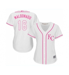 Women's Kansas City Royals #16 Martin Maldonado Replica White Fashion Cool Base Baseball Jersey