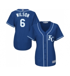 Women's Kansas City Royals #6 Willie Wilson Replica Blue Alternate 2 Cool Base Baseball Jersey