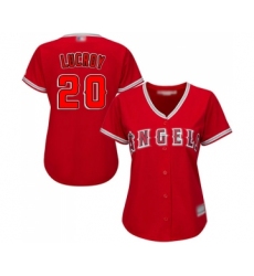 Women's Los Angeles Angels of Anaheim #20 Jonathan Lucroy Replica Red Alternate Baseball Jersey