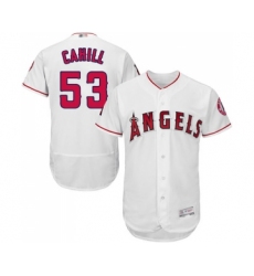 Men's Los Angeles Angels of Anaheim #53 Trevor Cahill White Home Flex Base Authentic Collection Baseball Jersey