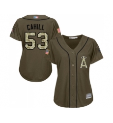 Women's Los Angeles Angels of Anaheim #53 Trevor Cahill Authentic Green Salute to Service Baseball Jersey
