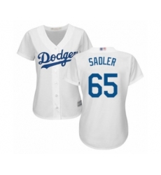 Women's Los Angeles Dodgers #65 Casey Sadler Authentic White Home Cool Base Baseball Player Jersey