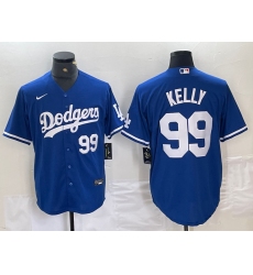 Mens Los Angeles Dodgers #99 Joe Kelly Number Blue Stitched Cool Base Nike Jersey