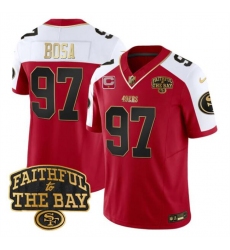 Men's San Francisco 49ers #97 Nick Bosa Red Alternate 2025 F.U.S.E. 1-Star C With Faithful To The Bay Limited V8 Football Stitched Jersey