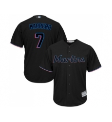 Men's Miami Marlins #7 Deven Marrero Replica Black Alternate 2 Cool Base Baseball Jersey