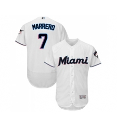 Men's Miami Marlins #7 Deven Marrero White Home Flex Base Authentic Collection Baseball Jersey