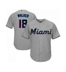 Men's Miami Marlins #18 Neil Walker Replica Grey Road Cool Base Baseball Jersey