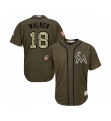 Youth Miami Marlins #18 Neil Walker Authentic Green Salute to Service Baseball Jersey