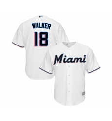 Youth Miami Marlins #18 Neil Walker Replica White Home Cool Base Baseball Jersey