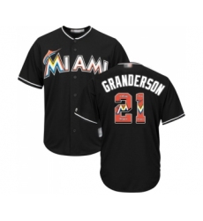 Men's Miami Marlins #21 Curtis Granderson Authentic Black Team Logo Fashion Cool Base Baseball Jersey