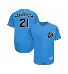 Men's Miami Marlins #21 Curtis Granderson Blue Alternate Flex Base Authentic Collection Baseball Jersey