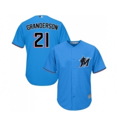 Men's Miami Marlins #21 Curtis Granderson Replica Blue Alternate 1 Cool Base Baseball Jersey