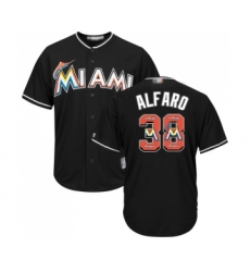 Men's Miami Marlins #38 Jorge Alfaro Authentic Black Team Logo Fashion Cool Base Baseball Jersey