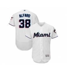 Men's Miami Marlins #38 Jorge Alfaro White Home Flex Base Authentic Collection Baseball Jersey