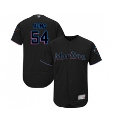 Men's Miami Marlins #54 Sergio Romo Black Alternate Flex Base Authentic Collection Baseball Jersey