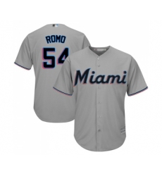 Men's Miami Marlins #54 Sergio Romo Replica Grey Road Cool Base Baseball Jersey